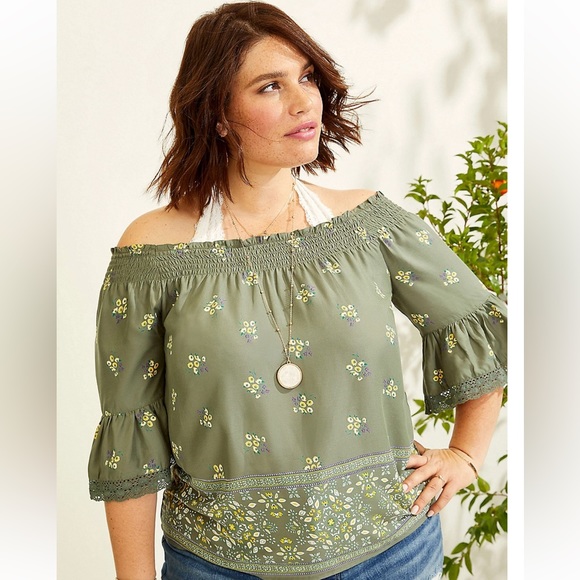 Maurices Border Print Convertible Top - Picture 1 of 10